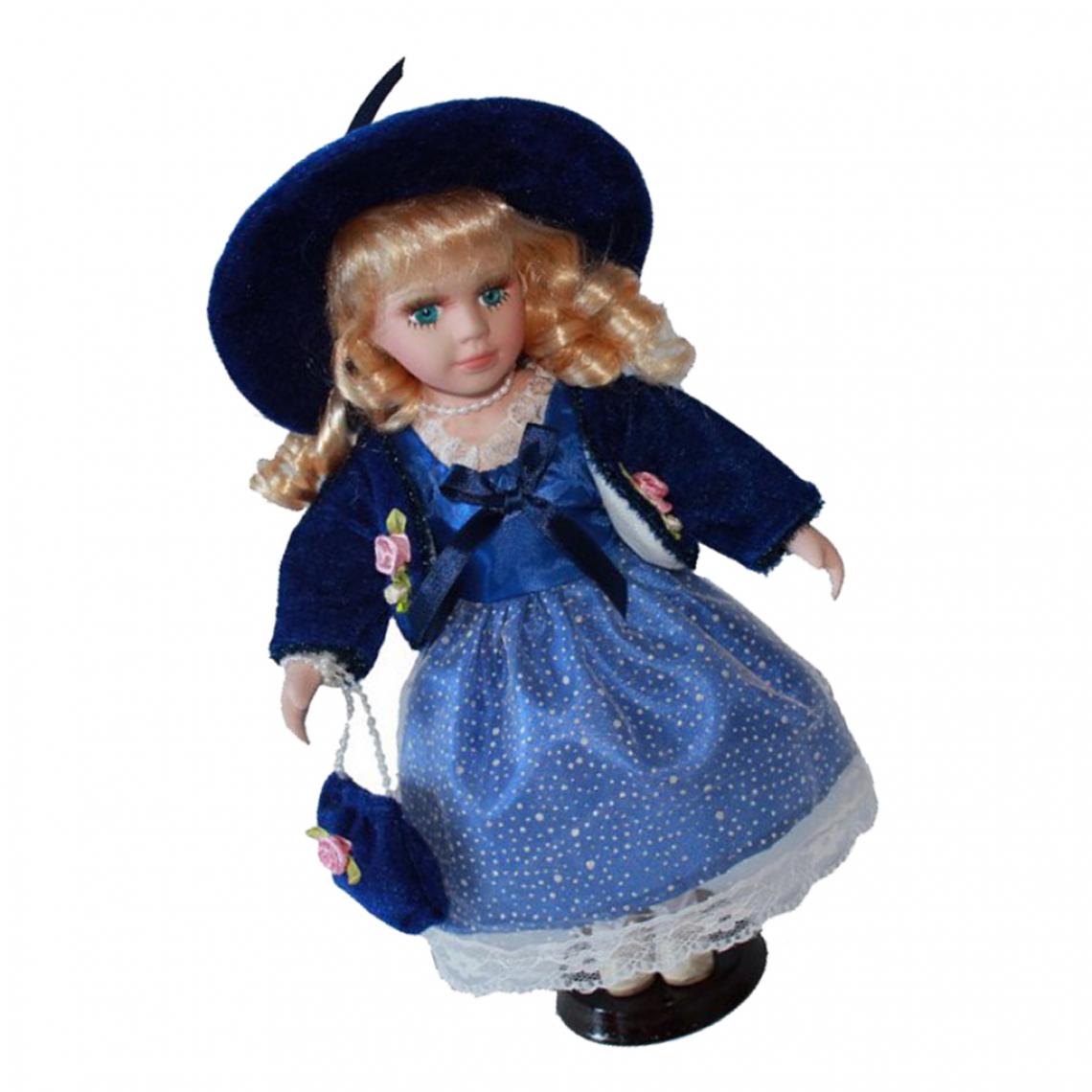 marque generique - 30cm poupées élégantes en porcelaine fille chiffres en robe de princesse blanche - Poupons
