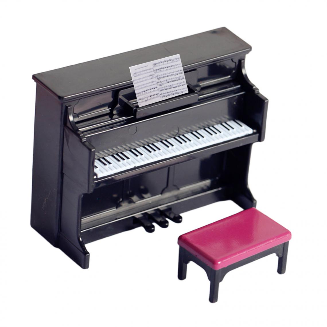 marque generique - Mini Piano Avec Tabouret Enfants Pour 1/12 1/6 Décoration De Maison De Poupée Play Toys Noir - Jeux éducatifs