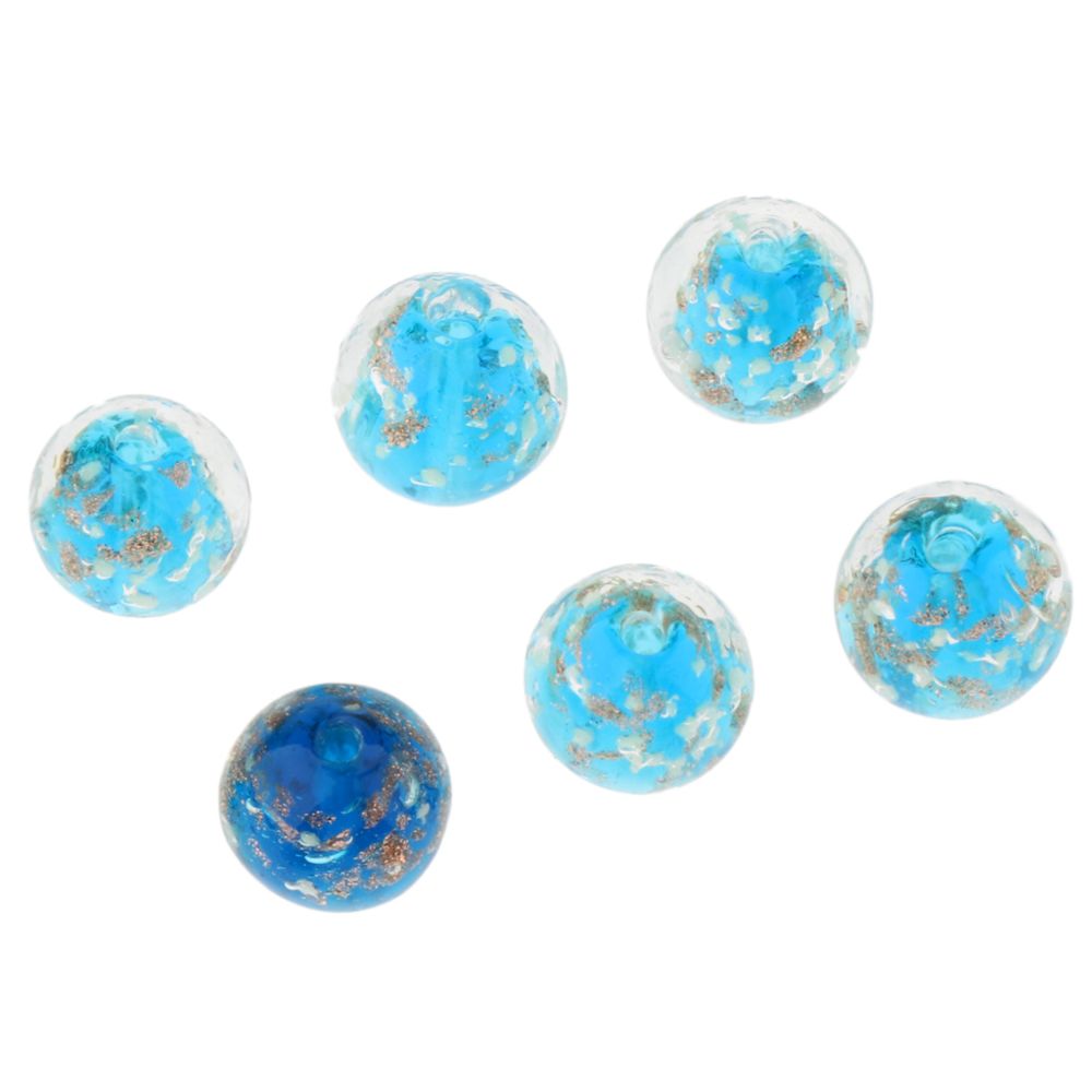 marque generique - 6pcs perles de verre rondes espaceur lumineux perles en vrac fabrication de bijoux lac bleu - Perles