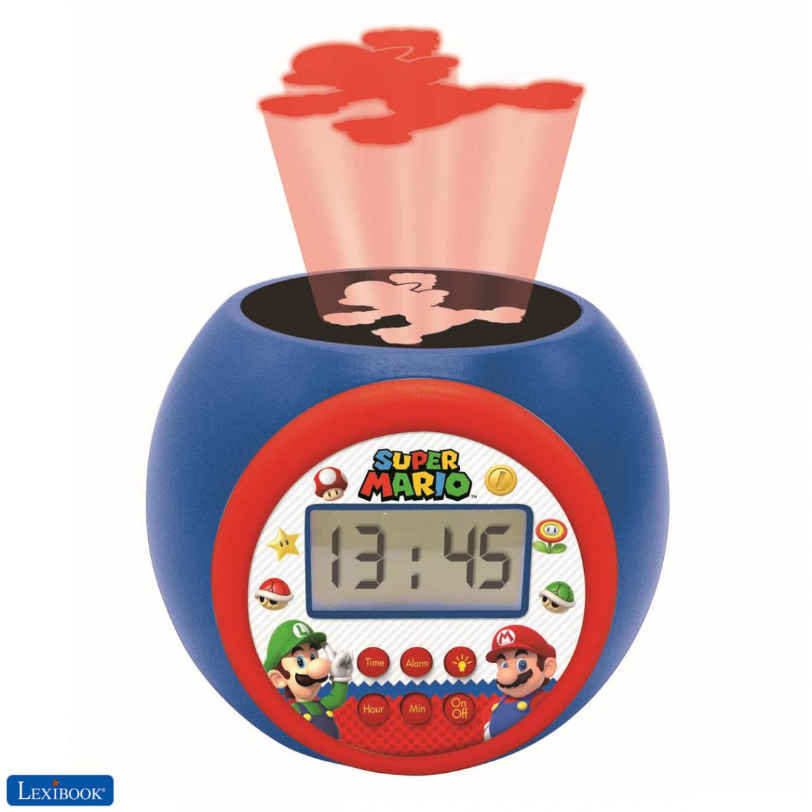 lexibook - Réveil projecteur Super Mario fonction minuteur - Radio, lecteur CD/MP3 enfant