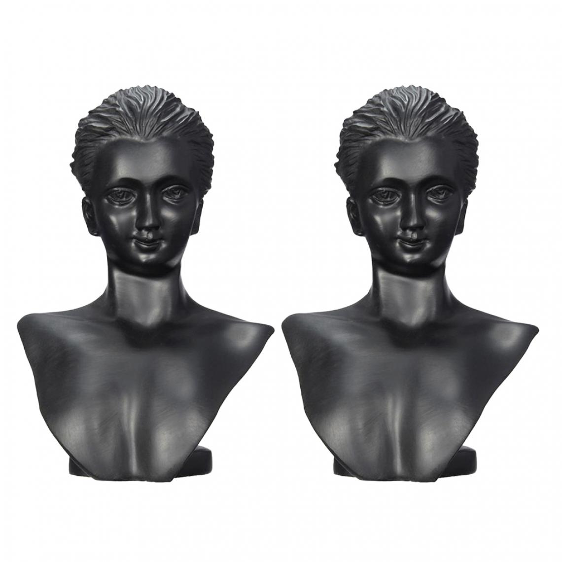 marque generique - 2x Supports d'Affichage de Bijoux en Résine Figurine Mannequin Noire - Perles