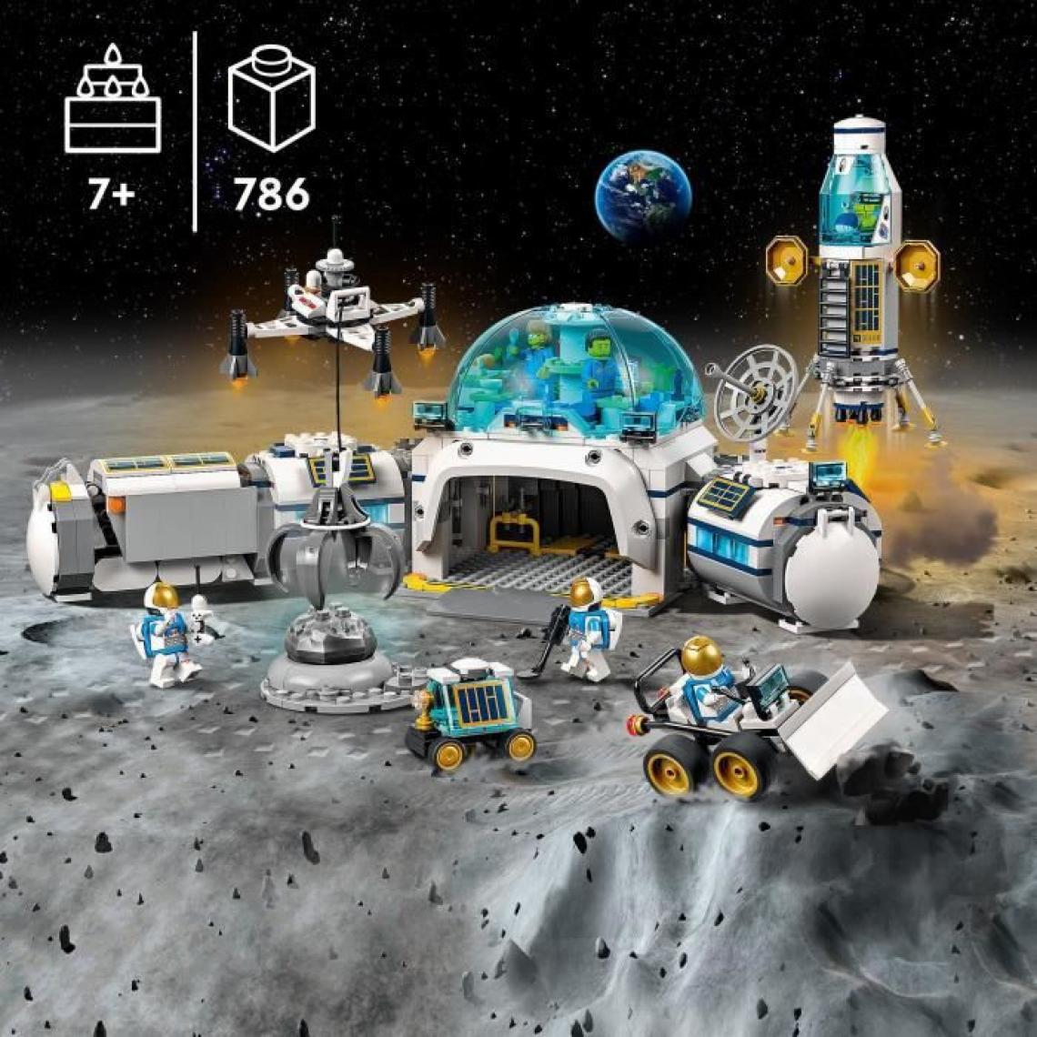 Lego - LEGO 60350 City La Base De Recherche Lunaire, Module Lunaire, Jouets Des 7 Ans, Avec 6 Minifigures d'Astronautes - Briques et blocs