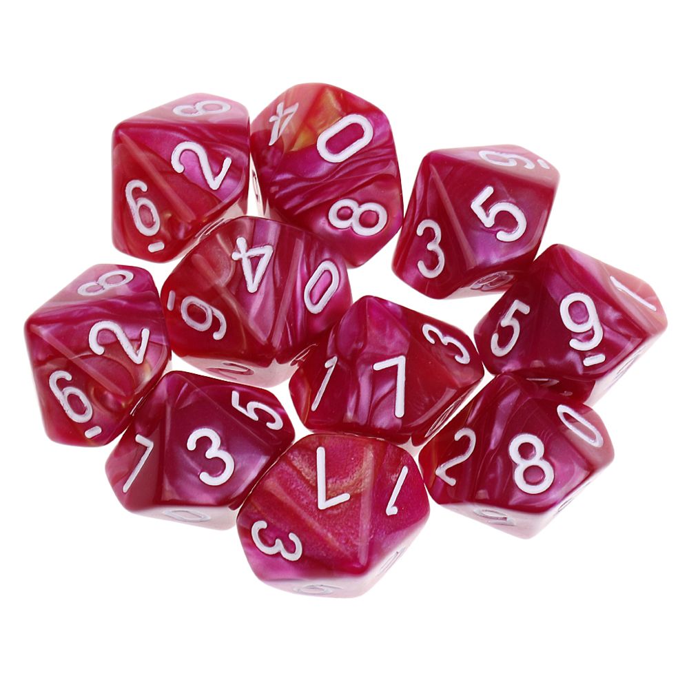 marque generique - 10pcs 10 cents dés d10 dés polyédriques pour les jeux de table des donjons et des dragons violet rouge - Jeux de rôles