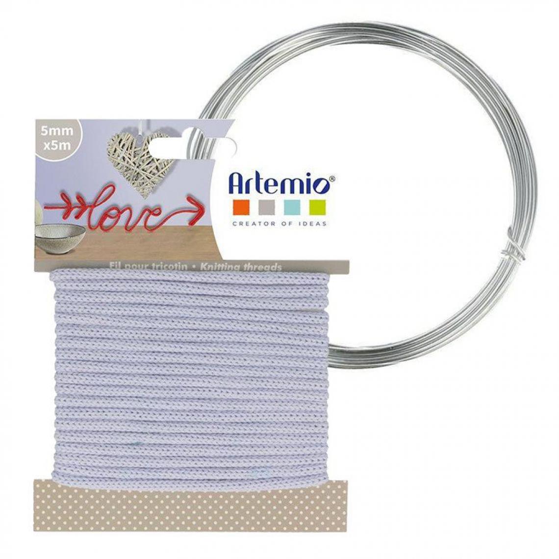 Artemio - Fil à tricotin lilas 5 mm x 5 m + fil d'aluminium - Dessin et peinture