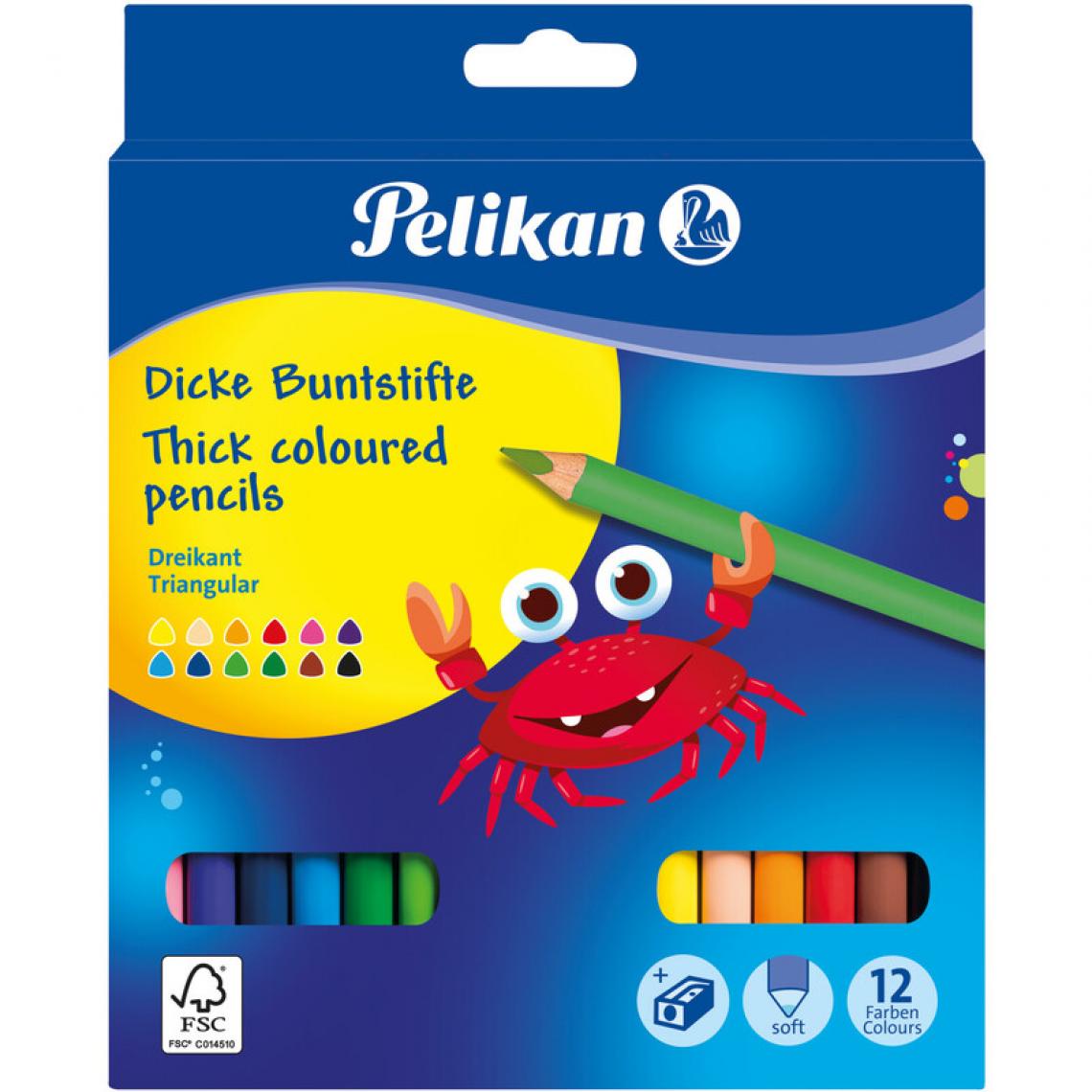Pelikan - Pelikan Crayons de couleur triangulaires Jumbo, étui en () - Bricolage et jardinage