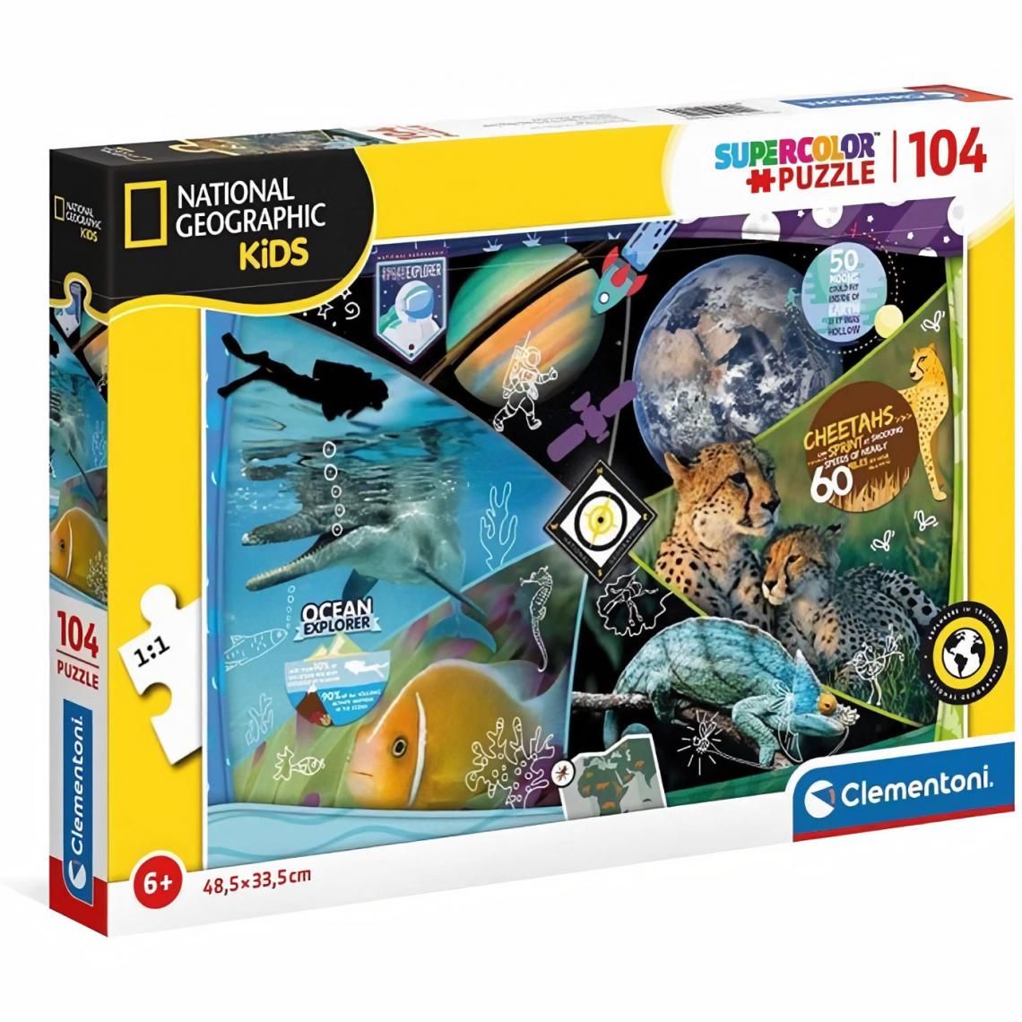 Clementoni - Clementoni - 25715 - National Geographic Kids 104 pieces - Explorers in Training - Animaux