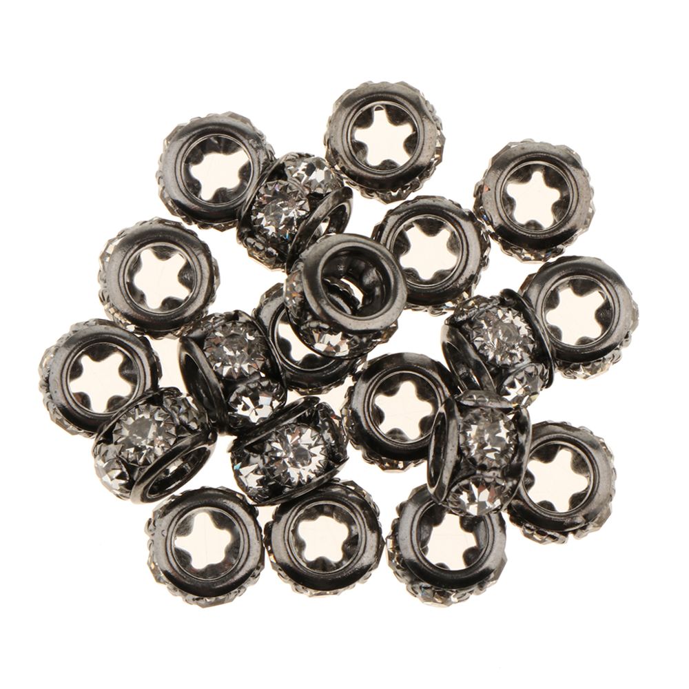 marque generique - 20 pièces cristal entretoise perle métal lâche perles pour diy fabrication de bijoux noir - Perles