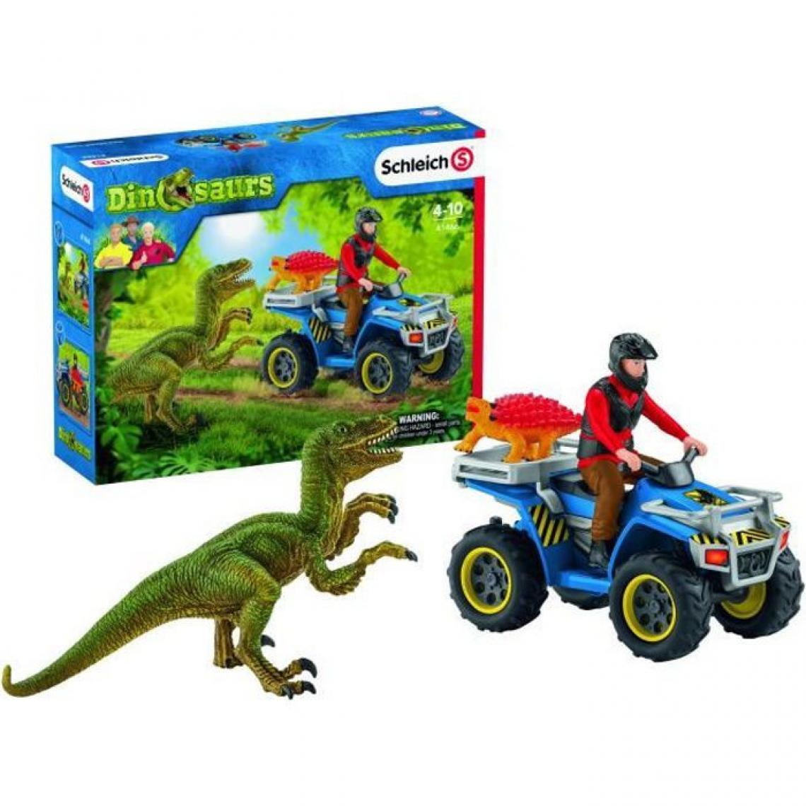 Schleich - SCHLEICH Figurine Fuite sur quad face au vélociraptor - 41466 - Dinosaurs - Films et séries