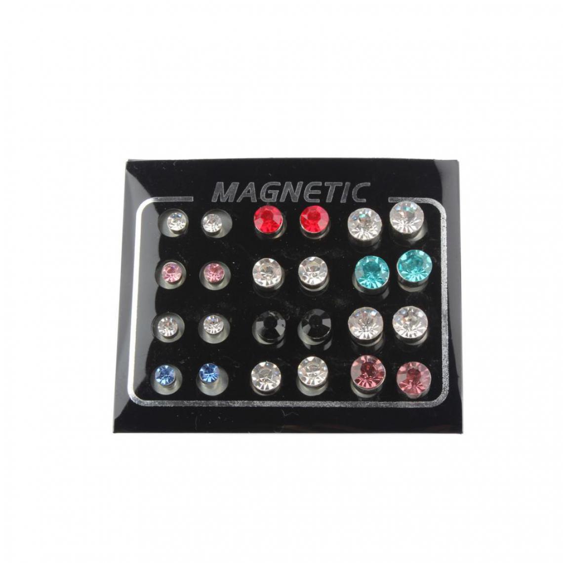 marque generique - Puces Magnétiques Multicolores Ronds Clip-On Boucles D'oreilles Pack De 12 Paires - Perles