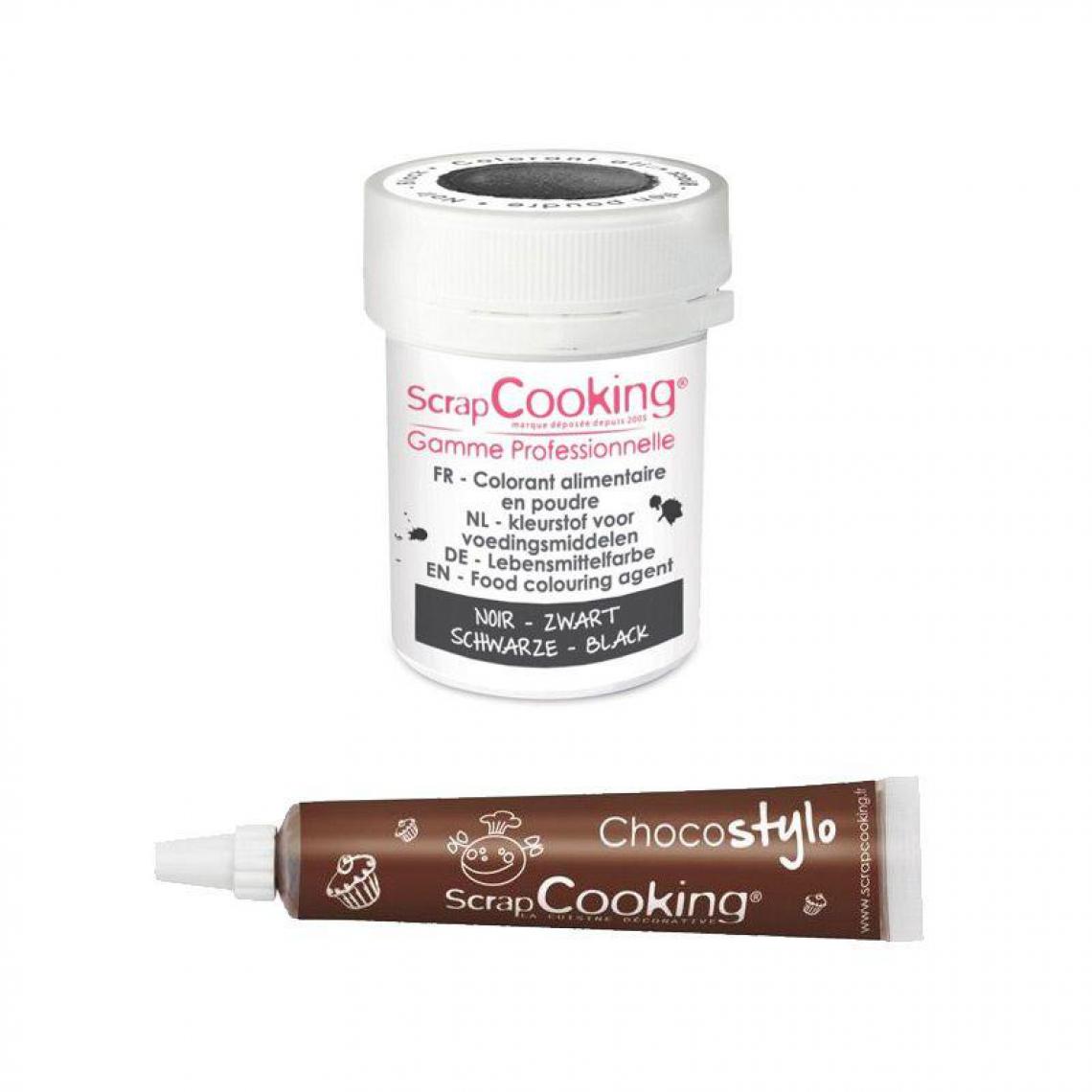 Scrapcooking - Stylo chocolat + Colorant alimentaire en poudre noir - Kits créatifs