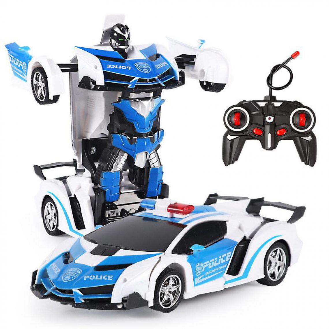 Generic - Voiture telecommandée  Luckcity  Robot Transformer, 23*9.5*5.5 cm - Bleu et Blanc - Véhicule électrique pour enfant