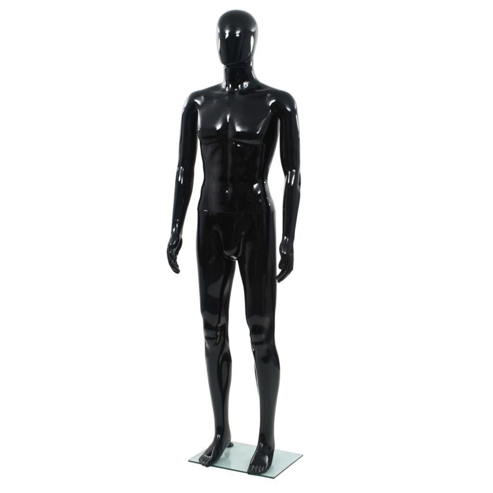 marque generique - Joli Commerce de détail reference Bruxelles Mannequin homme corps complet base verre Noir brillant 185 cm - Poupées mannequins