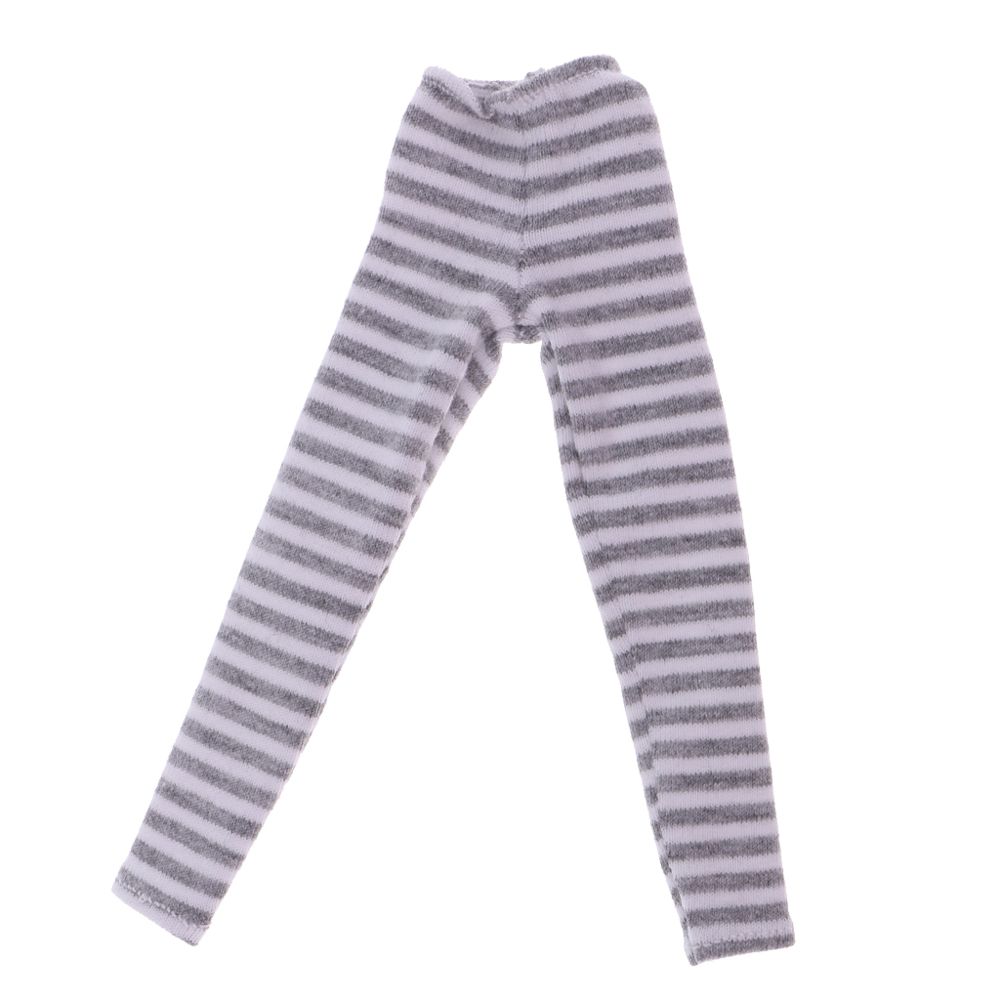 marque generique - leggings à rayures longues chaussettes pantalons habiller pour 12 pouces blythe poupée bjd gris - Poupons