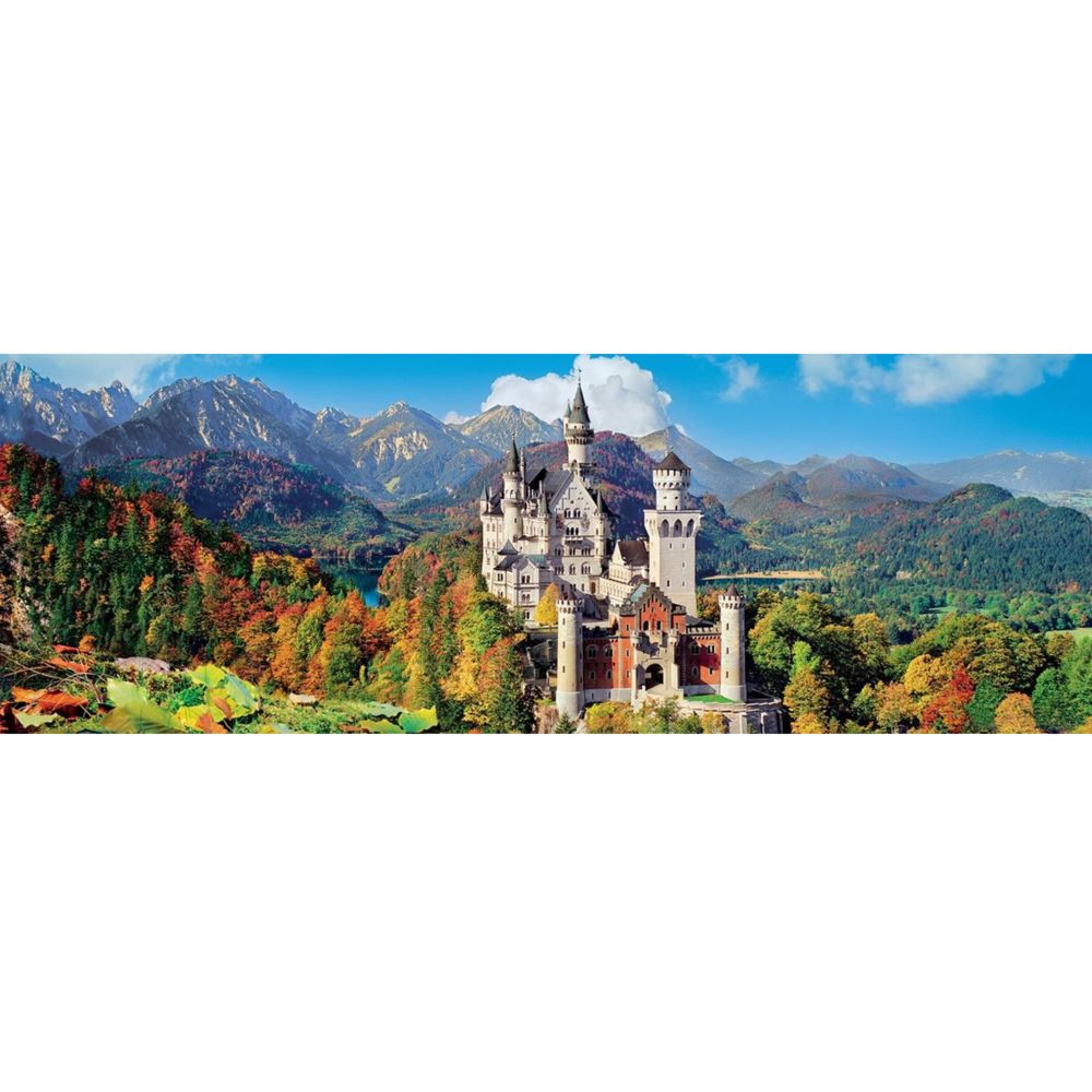 Clementoni - Puzzle 1000 pièces panoramique : Neuschwanstein - Animaux