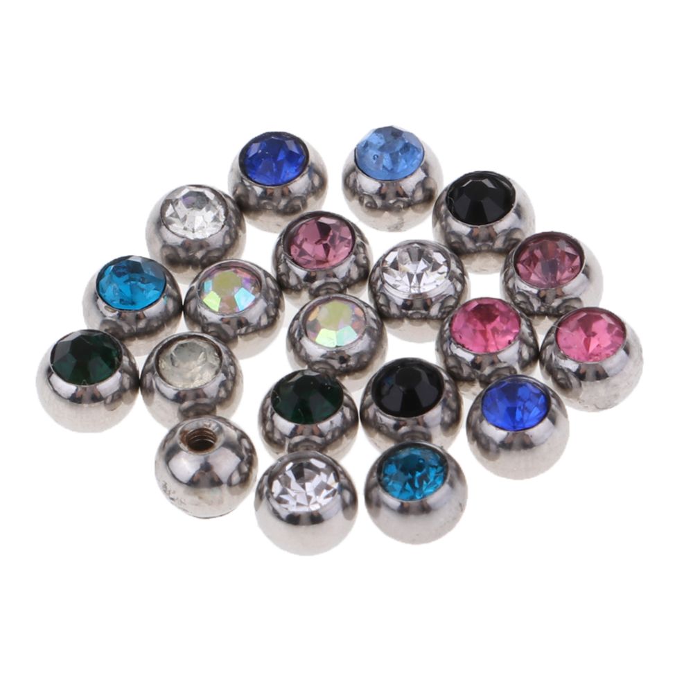 marque generique - Boule de rechange de bijoux de piercing d'acier inoxydable de couleur du mélange 20PCS 1,6 x 5mm - Perles