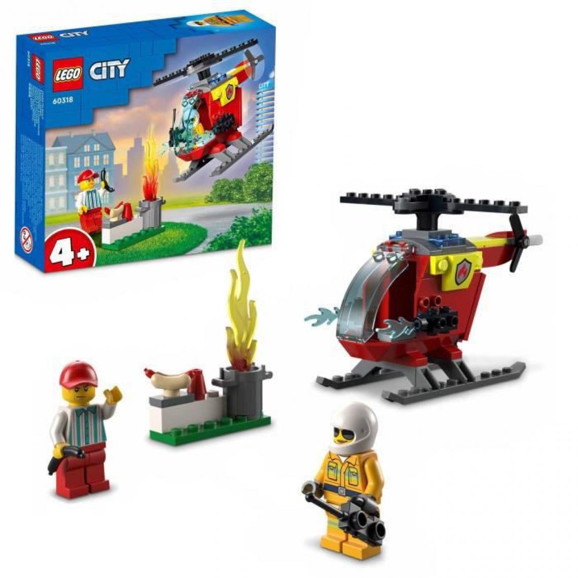 Lego - LEGO 60318 City Fire L'Hélicoptere des Pompiers, Jouet pour Filles et Garçons +4 ans, Figurine Pompier et Brique de Démarrage - Briques Lego