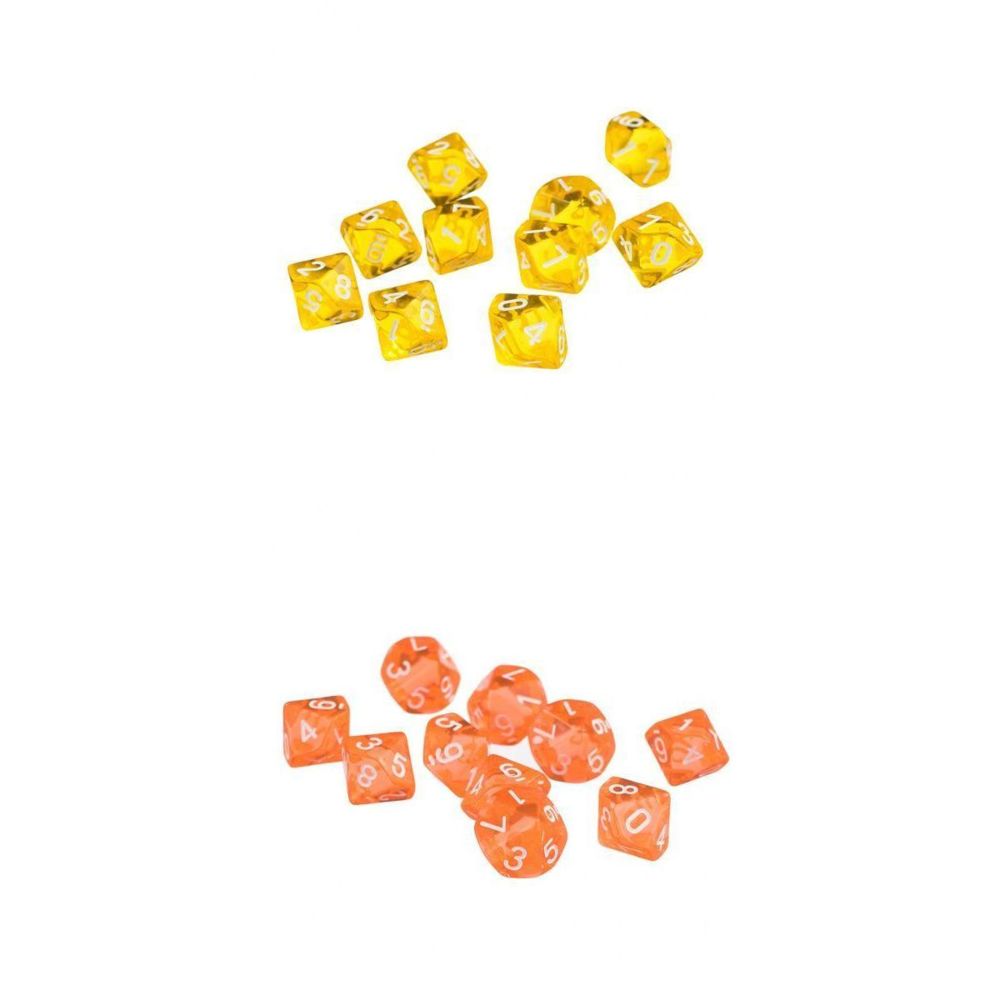 marque generique - 20 pièces dés polyédriques D10 pour donjons et dragons jaune + orange - Jeux de rôles
