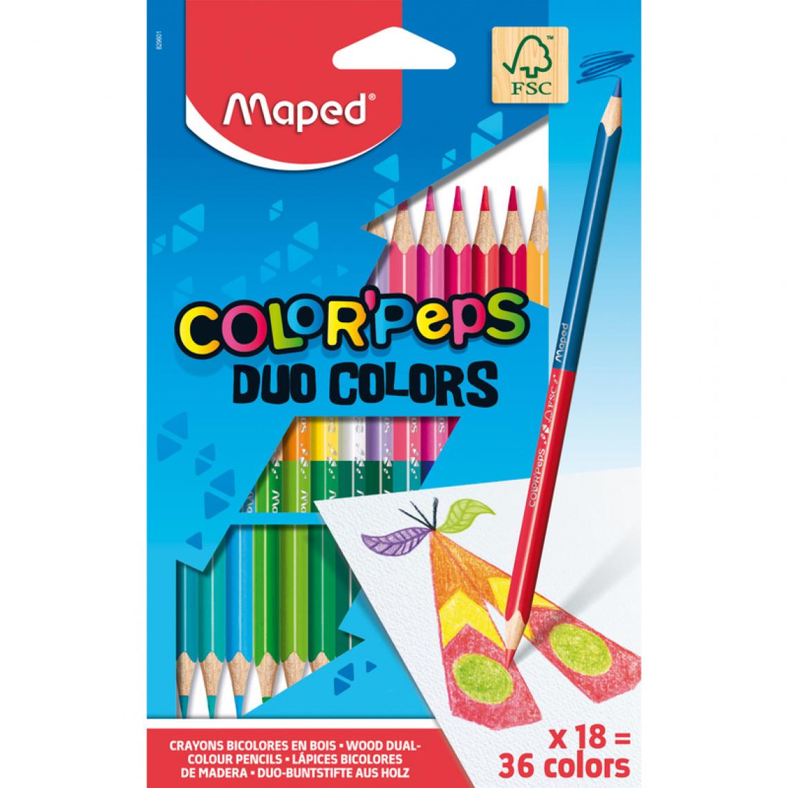 Maped - Maped Crayons bicolores COLOR'PEPS DUO, triangulaire, étui () - Bricolage et jardinage