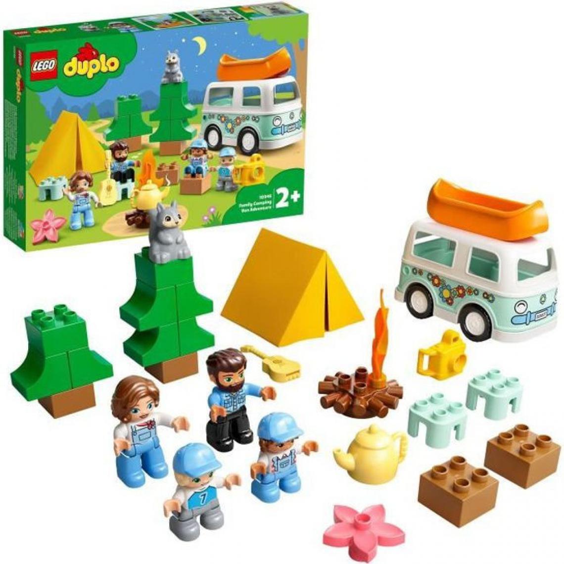 Lego - LEGO 10946 DUPLO Town Aventures en camping-car en famille Jouet Enfant 2+ ans, Set éducatif - Briques Lego