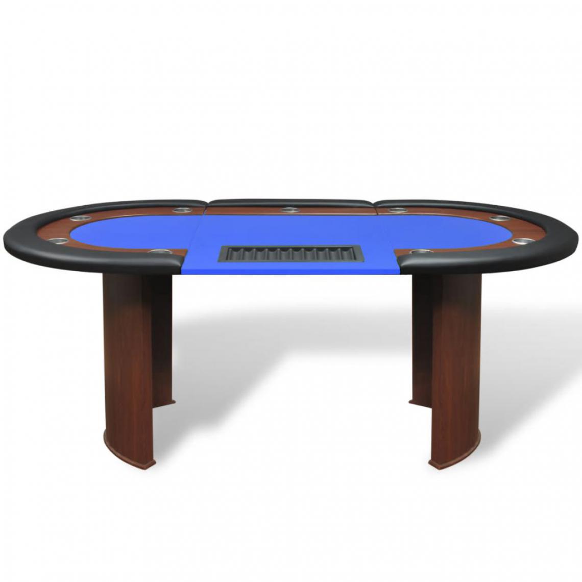 Icaverne - Icaverne - Tables de poker et de jeux famille Table de poker pour 10 joueurs avec espace de croupier Bleu - Tables