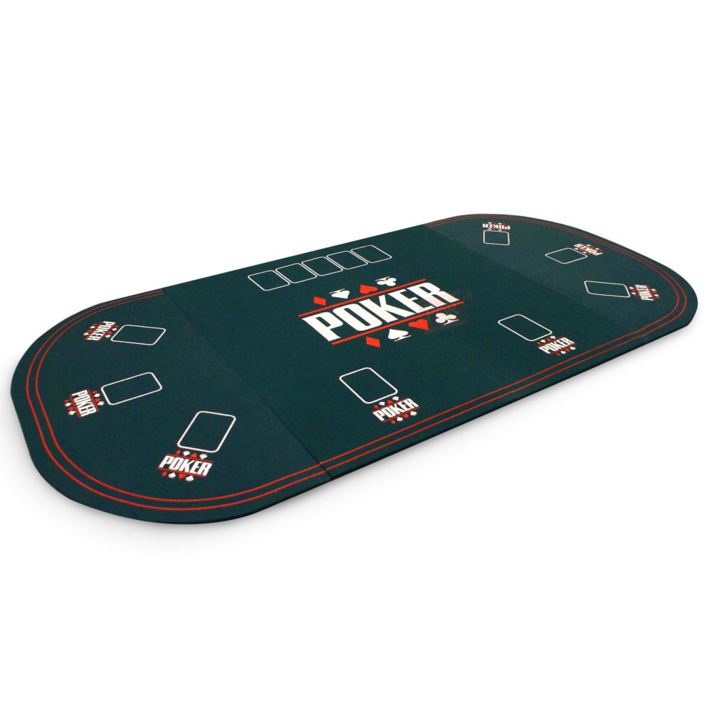 Pokeo - Tapis Poker Pliable XXL 8 joueurs - 160x80cm - Plateau de Poker Vert avec 8 emplaçements - Table Poker Bois et Feutrine - Sac offert ! - Tables