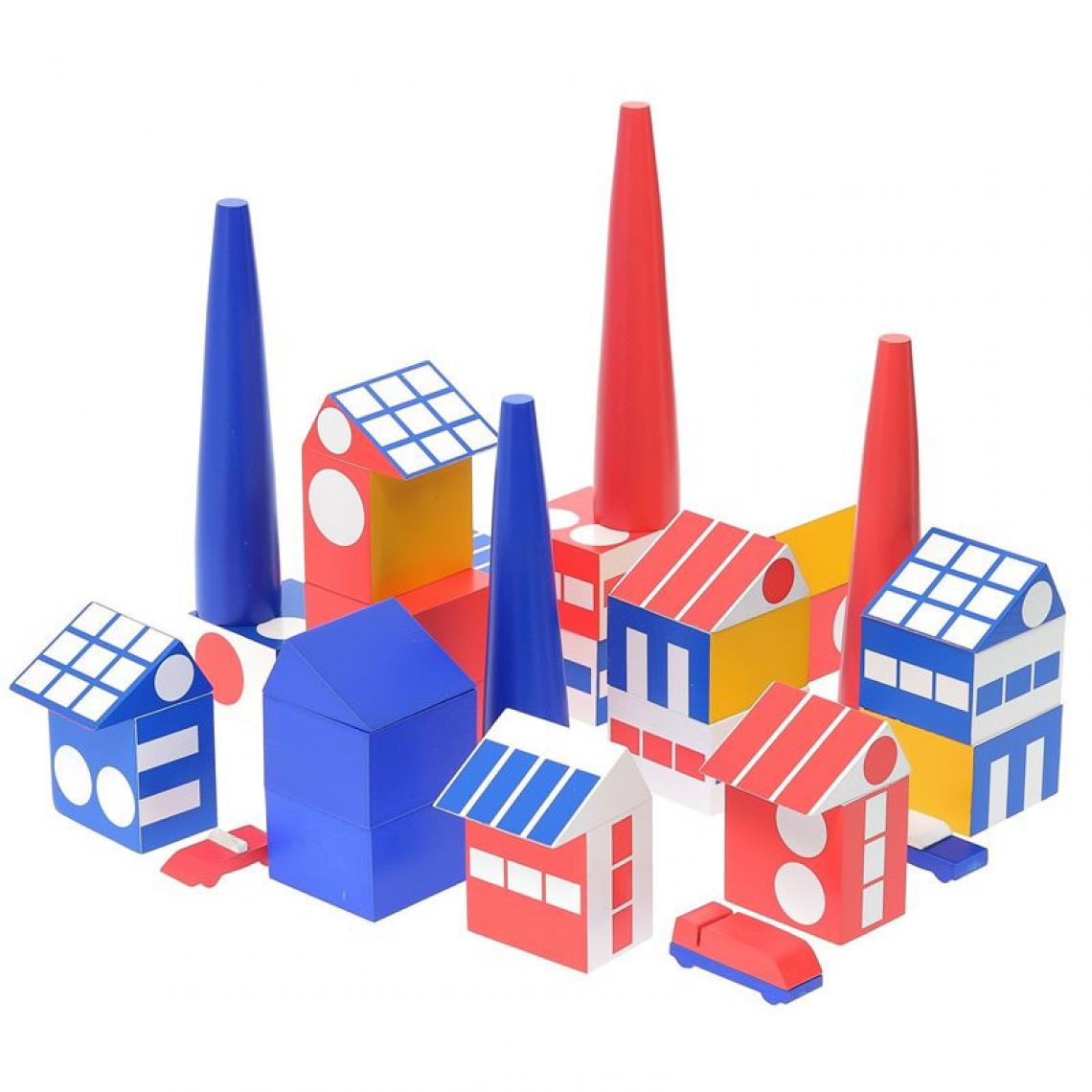 Ac-Deco - Cubes Factory Town - Ladislav Sutnar - 40 x 24 x 5 cm - Multicolore - Briques et blocs