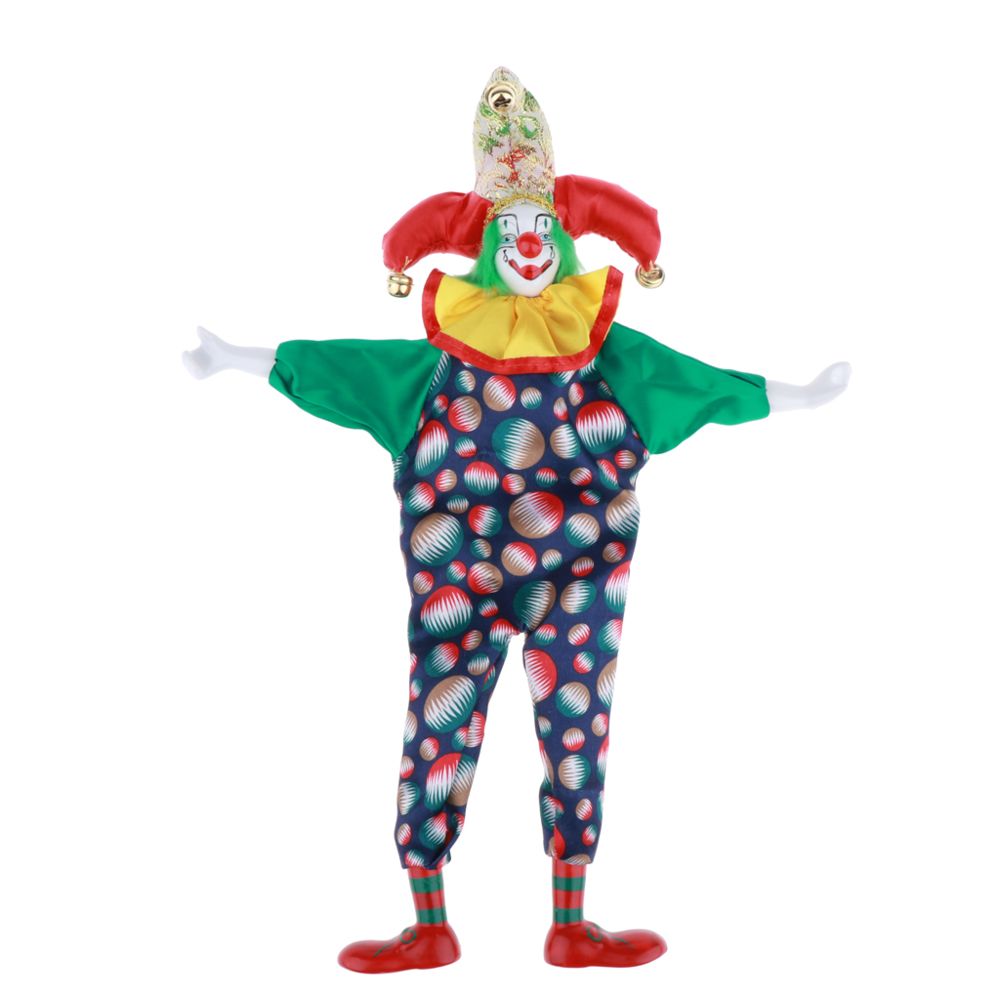 marque generique - Poupées Clowns Porcelaine Petites Poupées Clown Décor Circus Clown Ornament green - Poupons