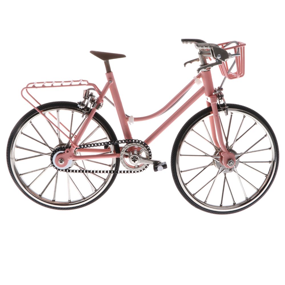 marque generique - 1:10 alliage moulé sous pression en vélo de course avec le modèle de jouet de vélo de réplique de panier rose - Motos