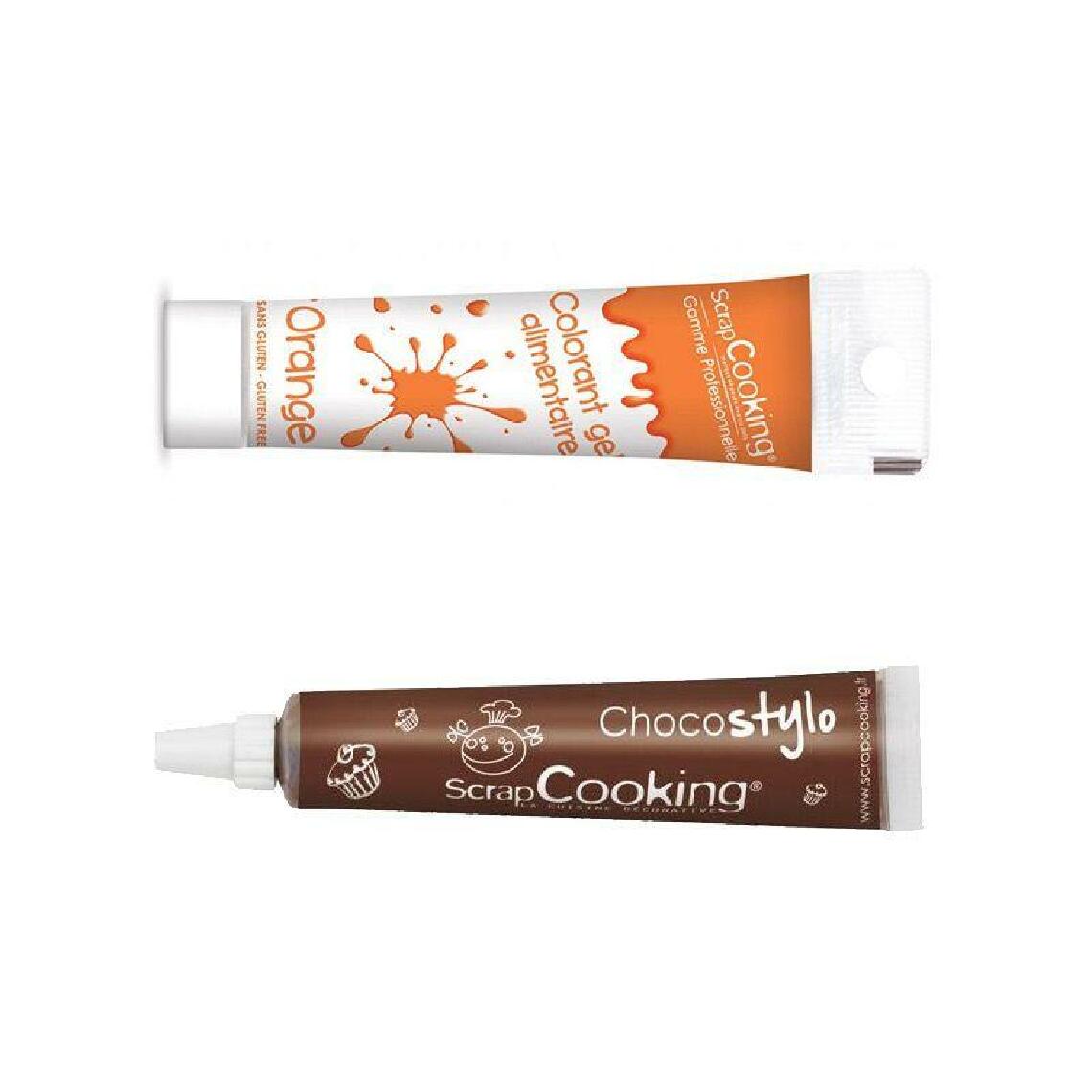 Scrapcooking - Stylo chocolat + Gel colorant alimentaire orange - Kits créatifs