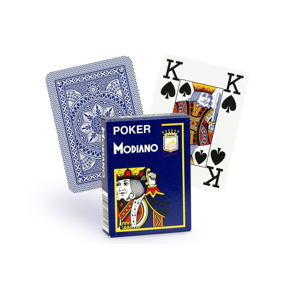 Modiano - Cartes Modiano 100% plastique 4 index (bleu) - Accessoires poker