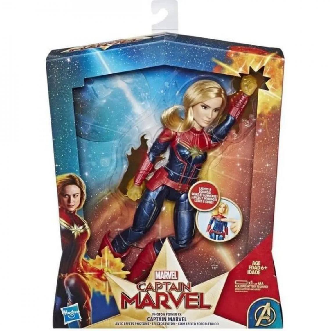 Hasbro - Hasbro - Figurine 30 cm avec son et lumière - Marvel Captain Photon Power FX - Poupées mannequins