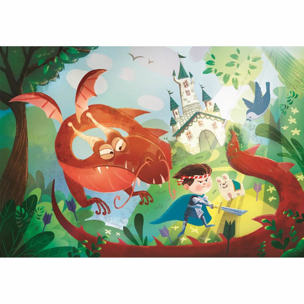Clementoni - Puzzle 180 pièces Supercolor : Château et dragon - Animaux