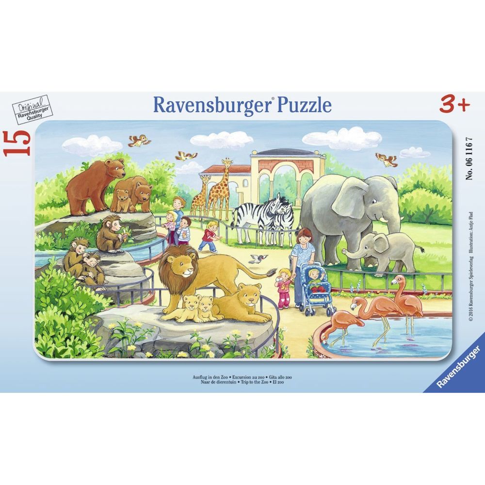 Ravensburger - Puzzle cadre 15 pièces : Excursion au zoo - Animaux