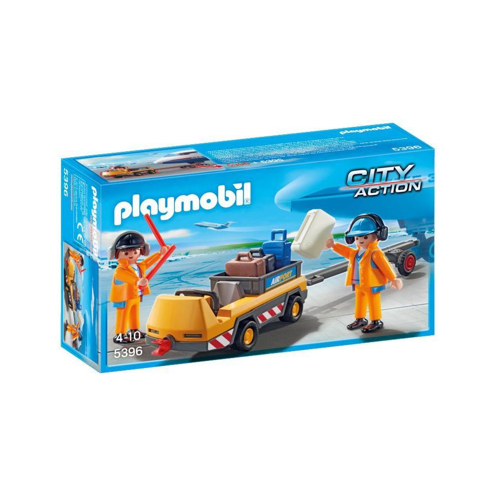 Playmobil - Agents avec tracteur à bagages - 5396 - Playmobil