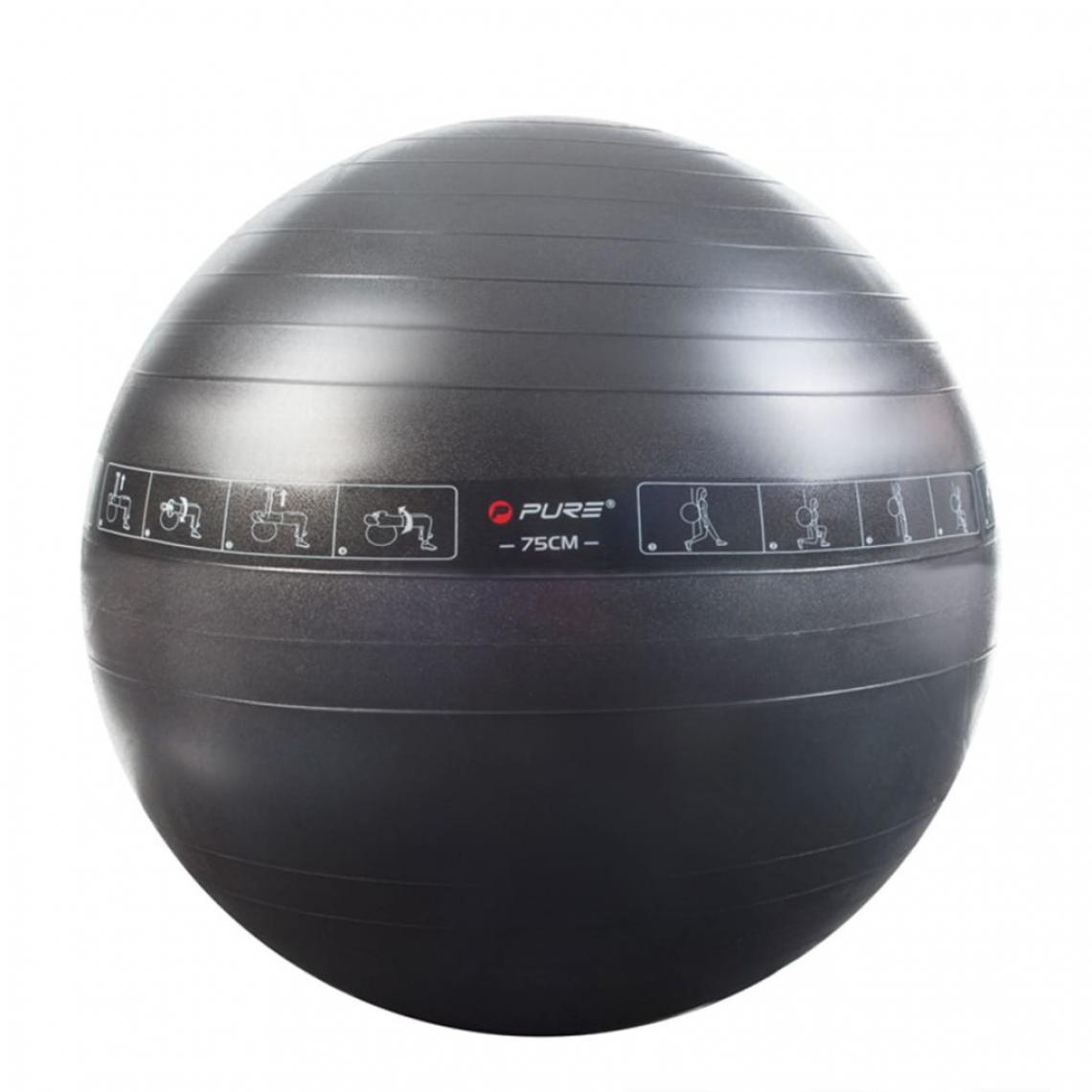 Pure 2 Improve - Pure2Improve Ballon d'exercice 75 cm Noir - Jeux de balles