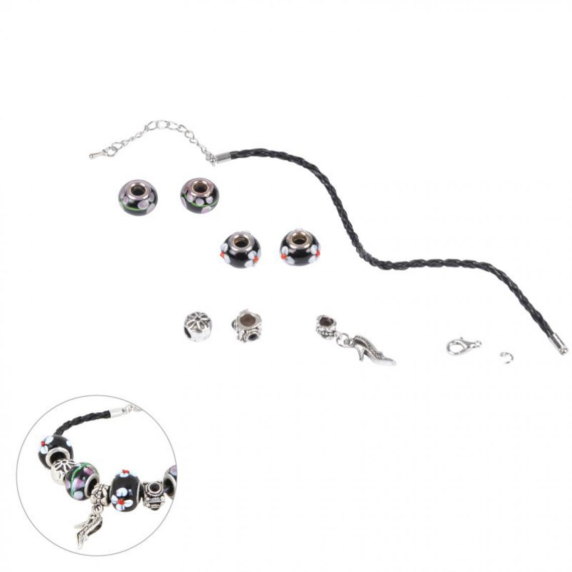 Paris Prix - Kit Bracelet Mode Charms 9cm Noir - Perles