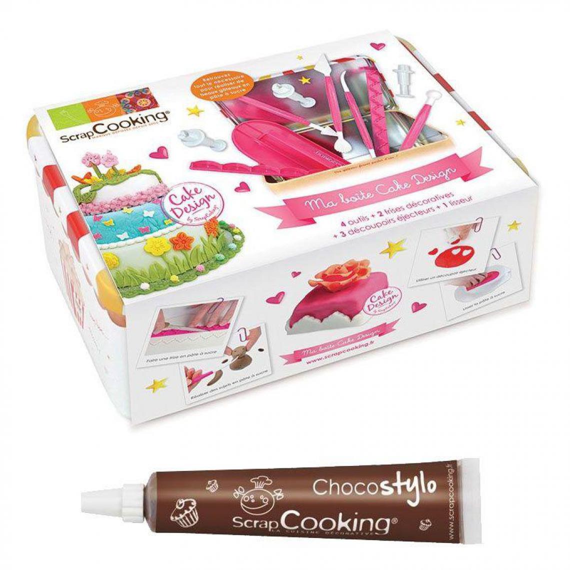Scrapcooking - Coffret Ma boîte à Cake design + 1 Stylo chocolat offert - Kits créatifs