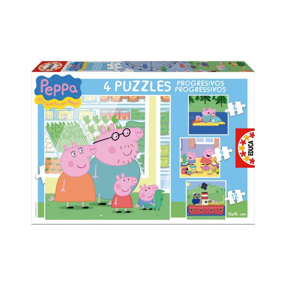 marque generique - EDUCA BORRAS - Educa Peppa Pig - Puzzles progressifs, 6 - 9 - 12 - 16 pièces BorrAs 15918 - Animaux