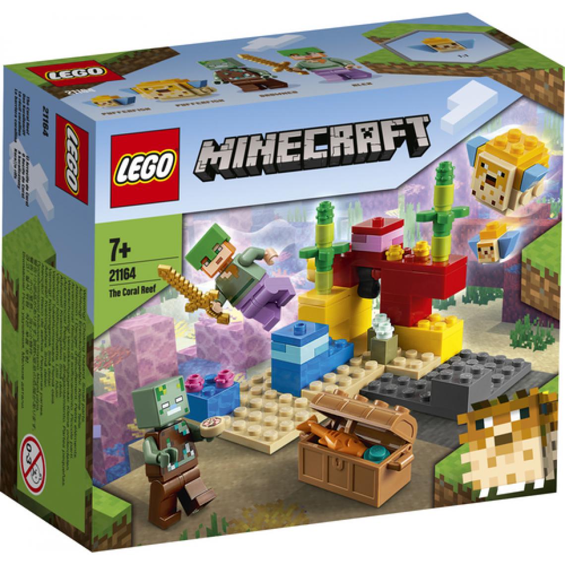 Lego - LEGO Minecraft™ 21164 Le récif de corail Jeu de construction incluant Alex, deux poissons en briques et un zombie - Briques Lego