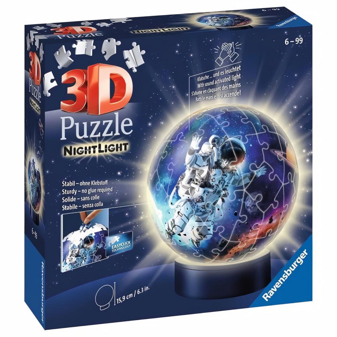 Ravensburger - Puzzle 3D Ball 72 p illuminé - Les astronautes - Animaux