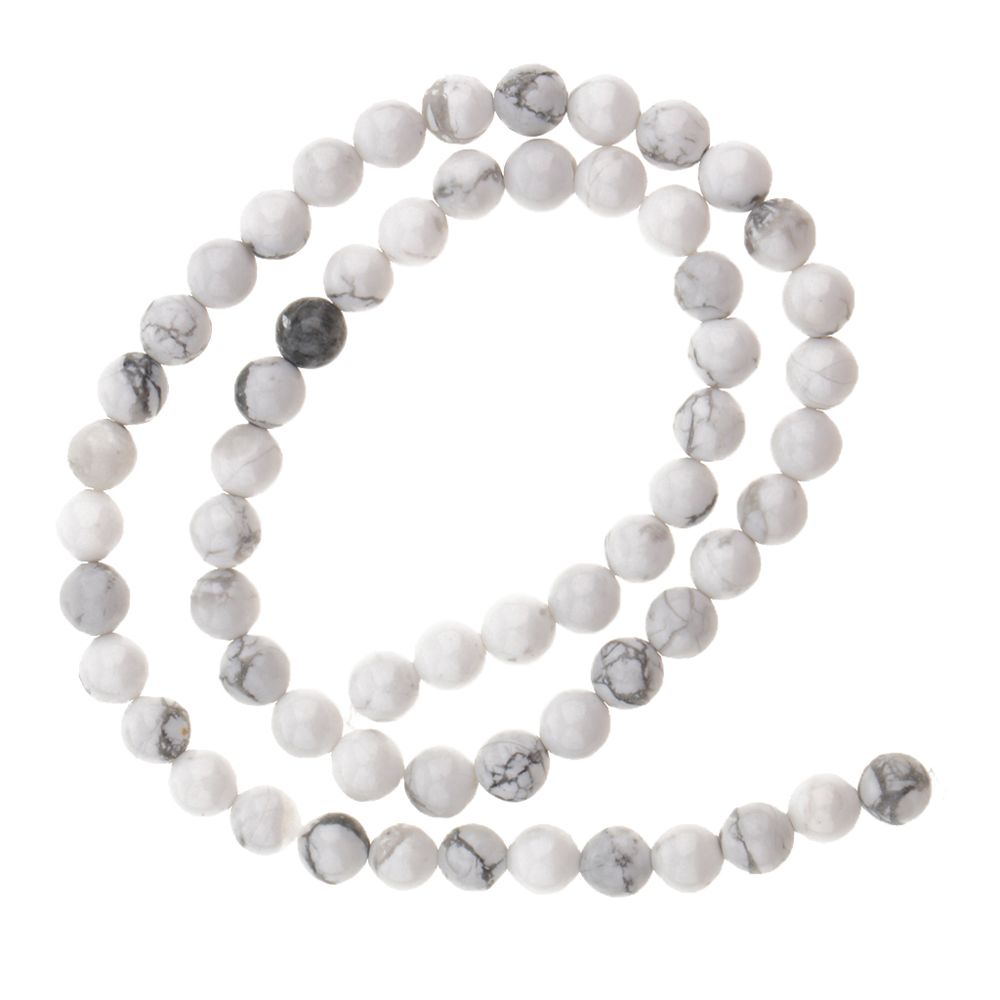 marque generique - pierre précieuse de howlite blanche naturelle ronde perles lâches pour fabrication de bijoux de bricolage 6mm - Perles