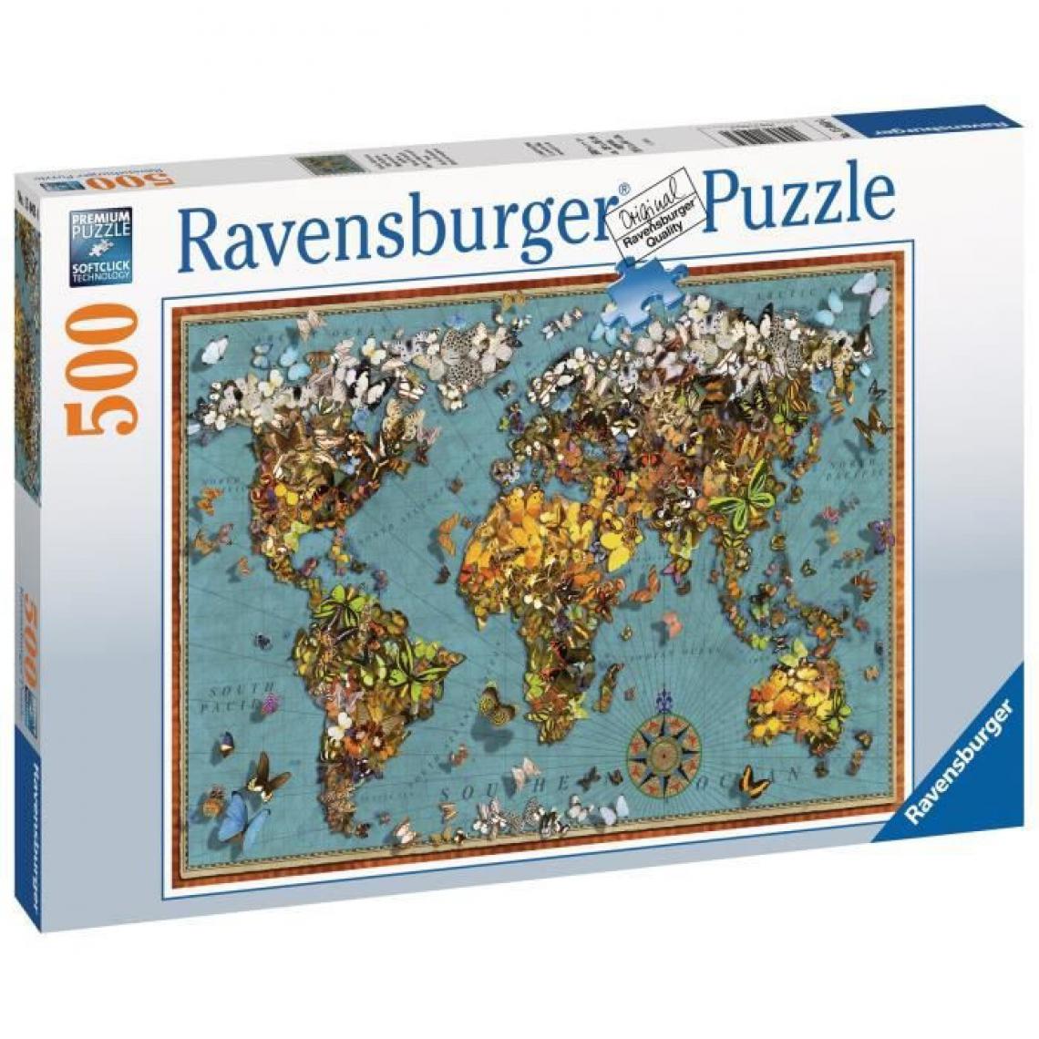 Ravensburger - Puzzle 500 p - Mappemonde de papillons - Animaux