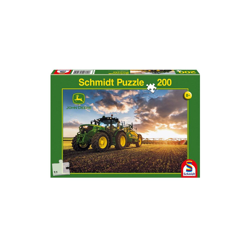 Schmidt - Puzzle 200 pièces : John Deere : Tracteur 6150R avec tonne à lisier - Animaux