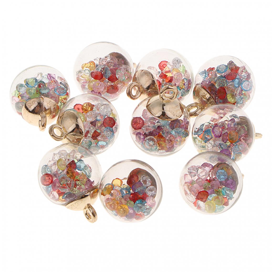 marque generique - 10pcs cristal verre boule charmes brillant strass bijoux pendentif rose - Perles