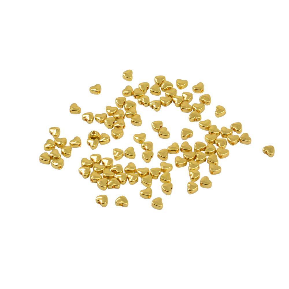 marque generique - 100pcs 5mm mini amour coeur perles en vrac pour bijoux bricolage faire de l'or - Perles