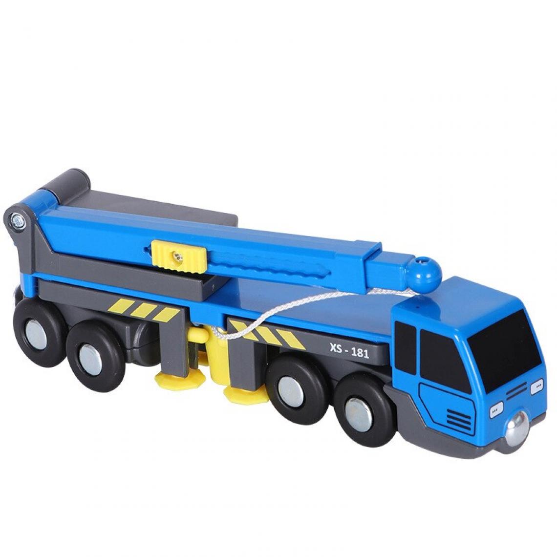 Universal - Camion d'ingénierie à inertie rétractable en plastique avec rail de train en bois Cadeau pour enfants | Voiture jouet moulée sous pression(Bleu) - Voitures