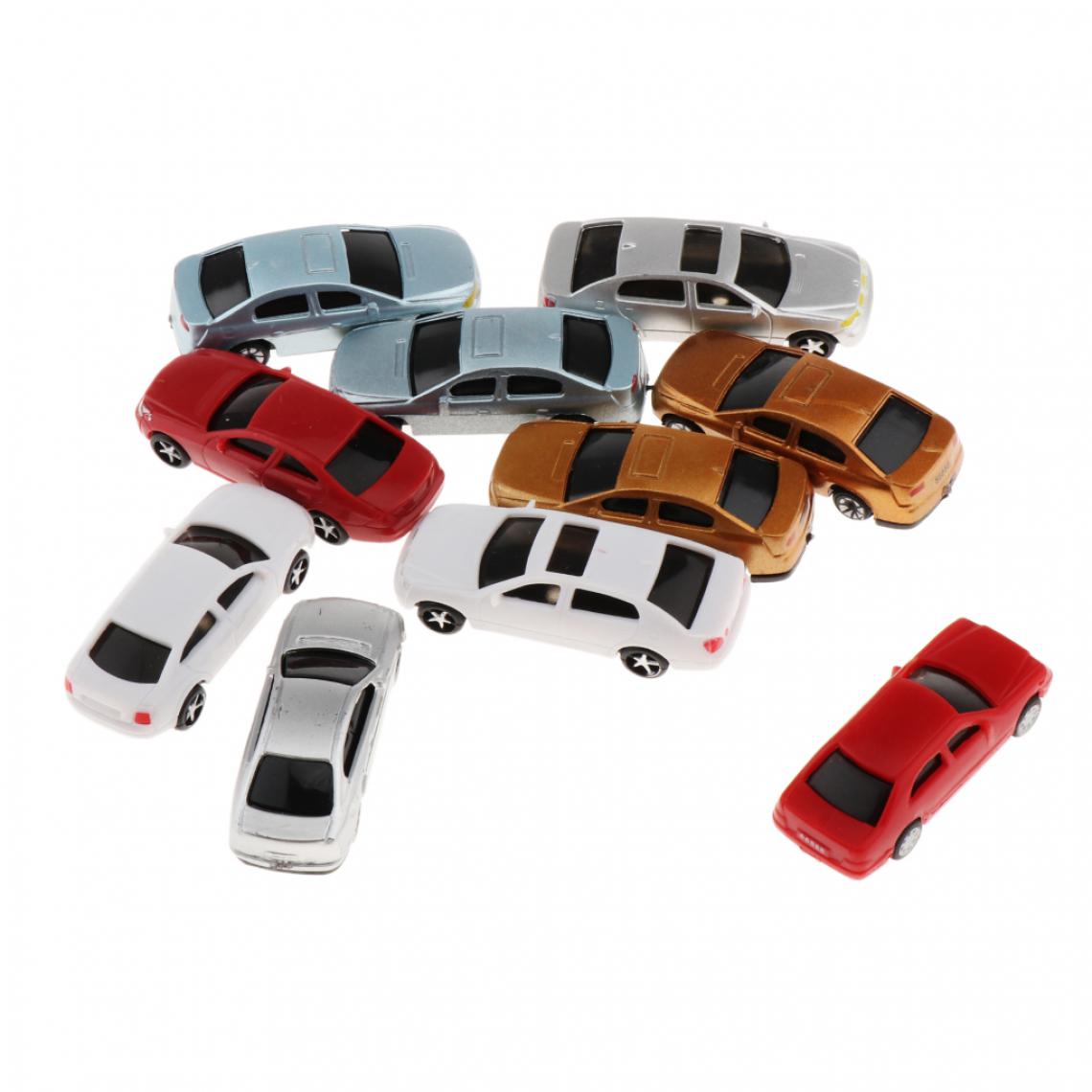 marque generique - 10x voiture modèle peinte set accessoires de table de sable paysage mise en rue - Accessoires maquettes