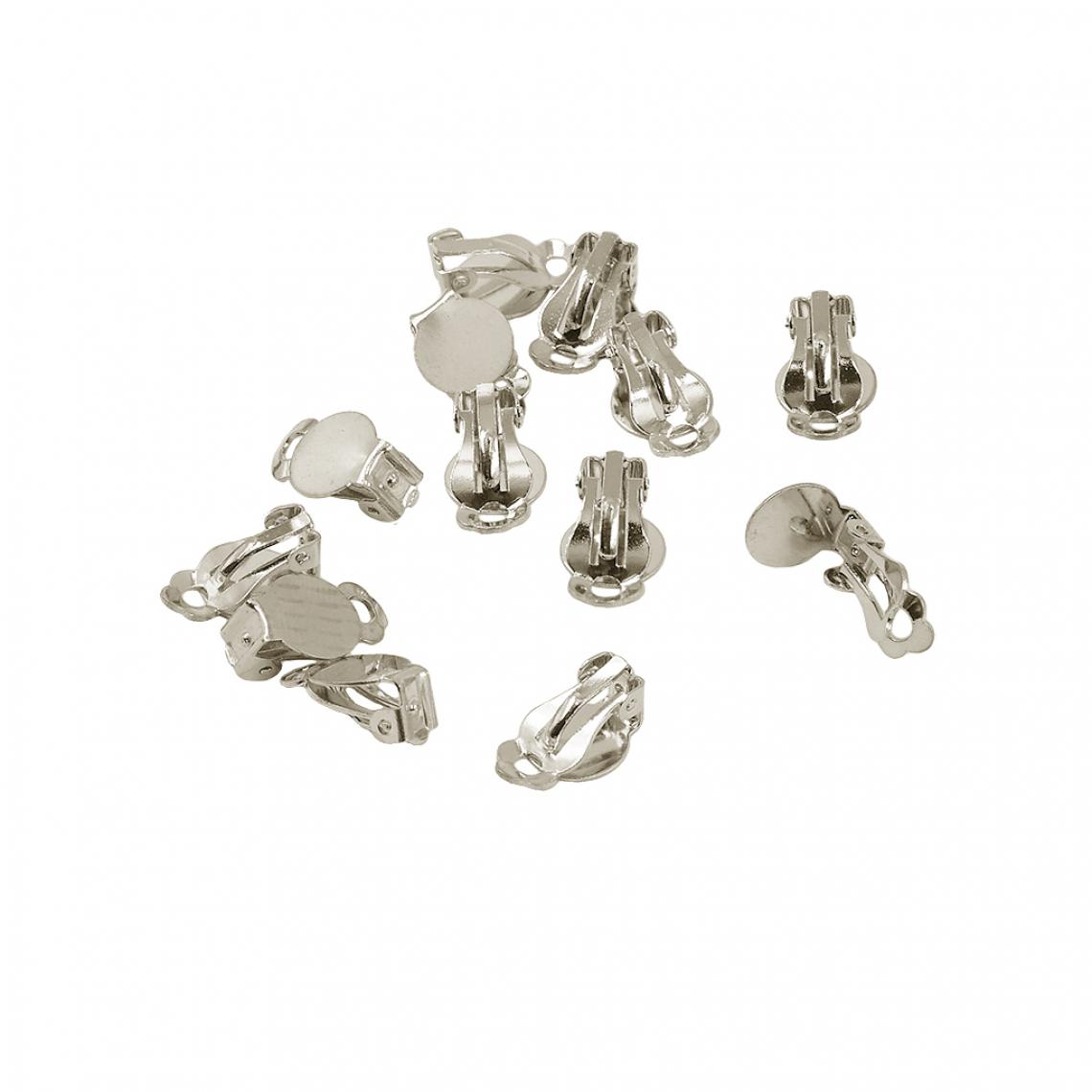marque generique - 12pieces clip-on colle sur le tampon blanc boucles d'oreilles conclusions bricolage faire argent blanc - Perles