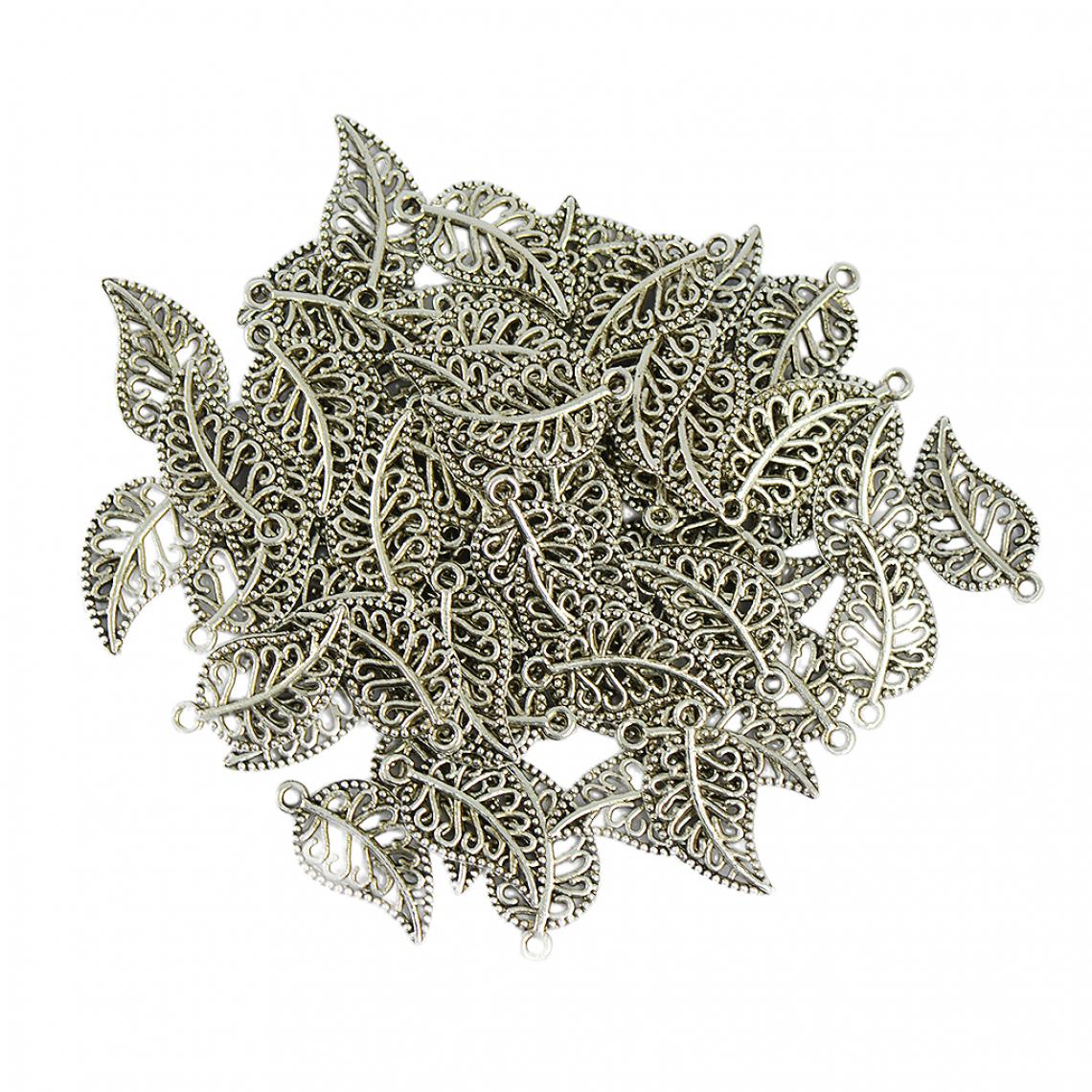 marque generique - 100pcs Pendentifs Filigrane Creux Feuille Charms Bijoux Décoration de Bricolage - Perles