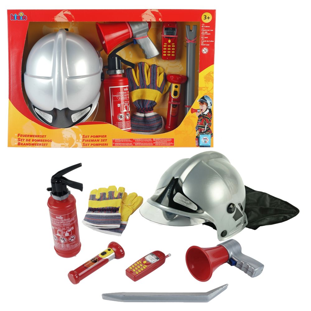 Klein - Set pompier avec casque et mégaphone, 7 pièces - 8928 - Bricolage et jardinage